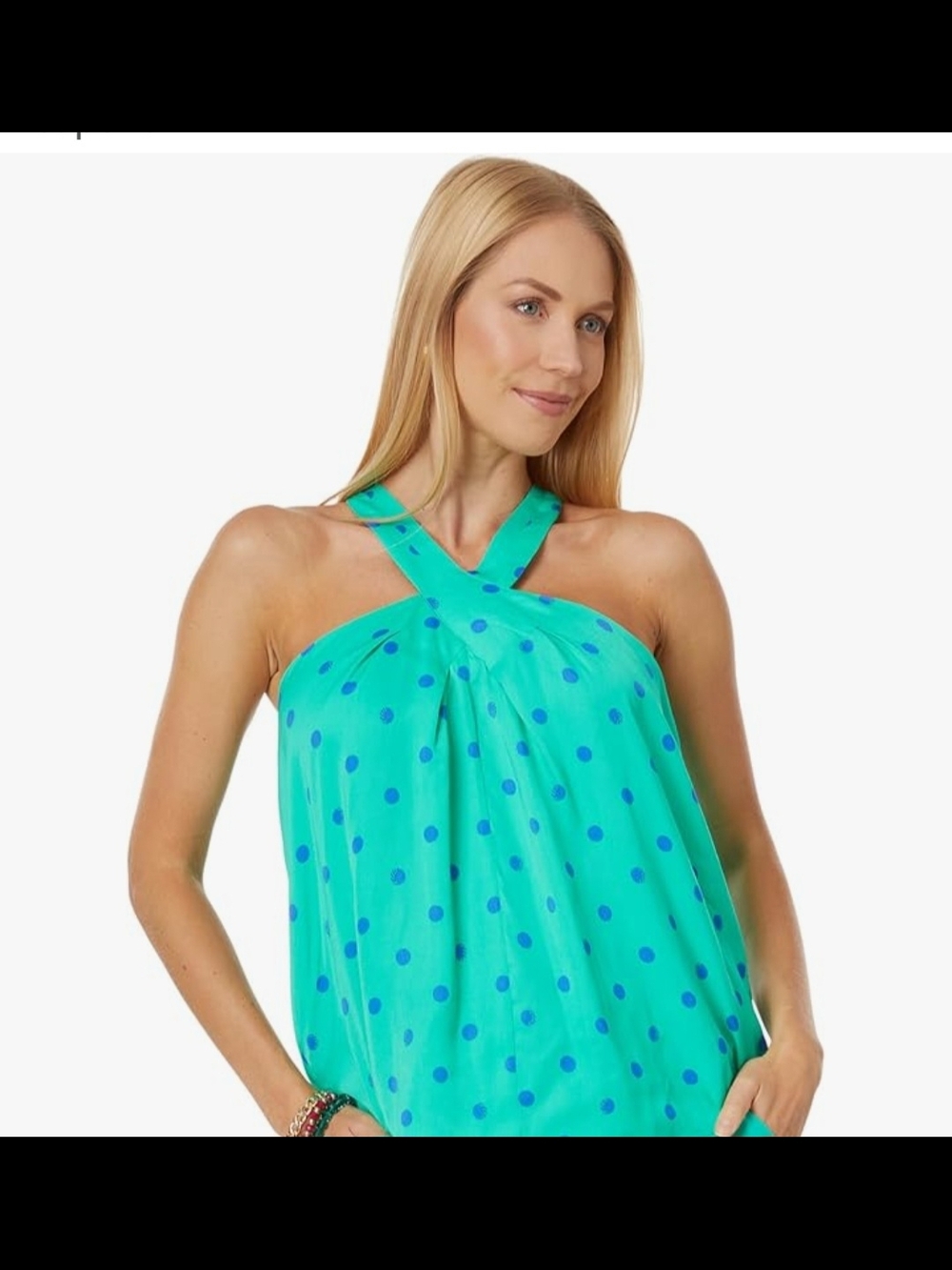 Lilly Pulitzer Green Top with Blue Dot Accents